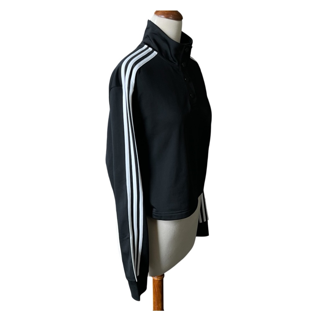 Adidas Black and White Cropped 1/4 Snap Pullover Tricot Jacket NWT Size Large - Picture 14 of 16